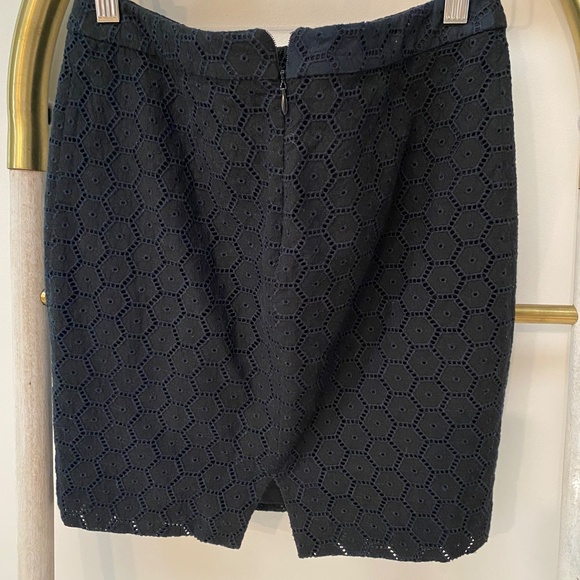 Blumarine Made in Italy 100% Cotton Eyelet Mini Pencil Navy Summer Skirt Size 2 - Picture 3 of 6